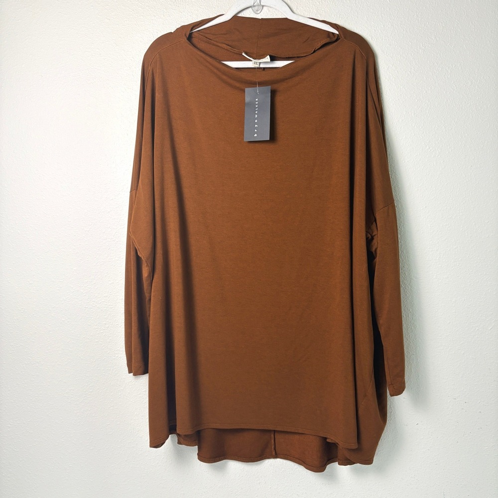 Bryn Walker Dimitri Tunic Size XL Brown Dolman Sleeve Lagenlook French Terry NWT